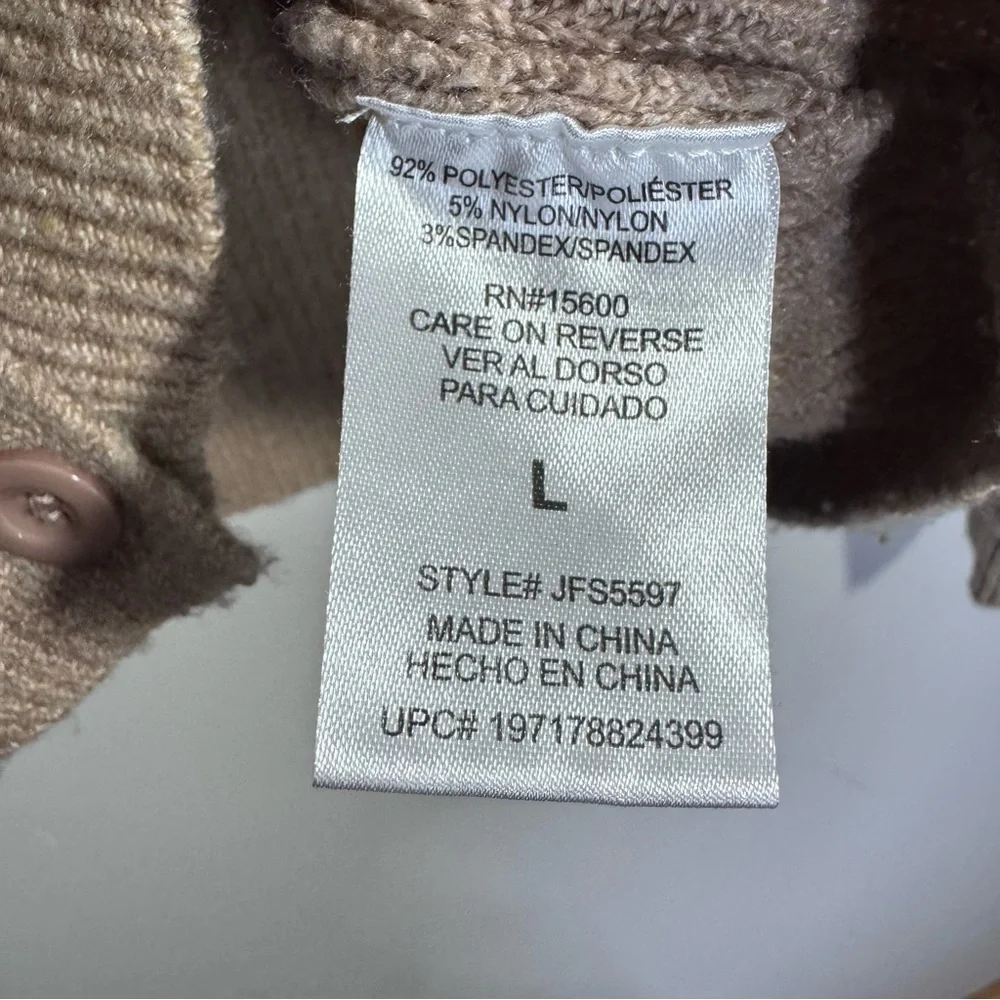 Mason & Belle Beige Knit Cardigan Collared Button Front Cozy - Picture 4 of 5